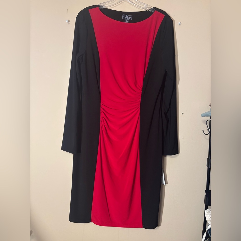 American Living Red and Black Long Sleeve Dress